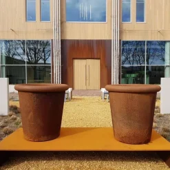 Store TUBE krukker i rust - 3 størrelser op til Ø.100cm til træer og palmer