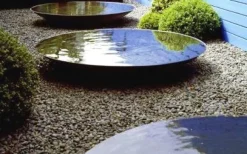 Stort vandfad / spejlbassin i coated antrazit galvaniseret stål