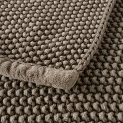 Strikket tæppe / plaid i flot sandbrun - L.180xB.130cm