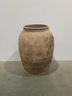 Terracotta Lerkrukke med mønster H.50xØ.37