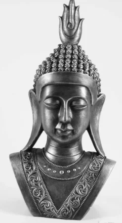 Thai Buddha buste sort/sølv 50cm
