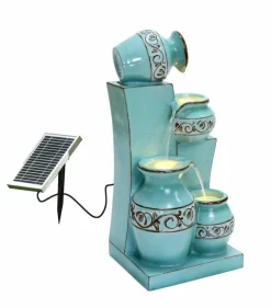 Turkis solcelle vandkunst med LED lys