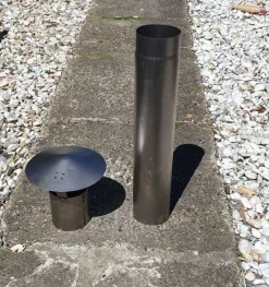 Udendørs brændeovn i corten stål / rust til terrassen / incl skorsten