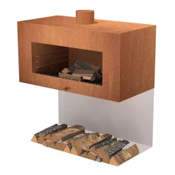 Udendørs pejs / brændeovn i rust