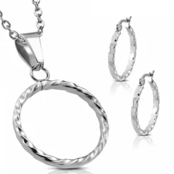 Vedhæng og øreringe i rustfri stål / sæt