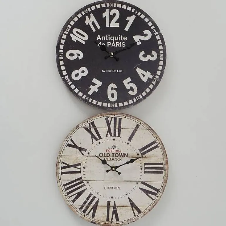 Vægure i mdf - sort / hvid